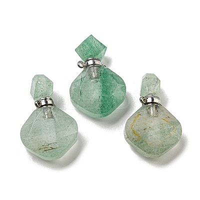 Rhombus Natural Strawberry Quartz Perfume Bottle Pendants G-H241-01F-P-1