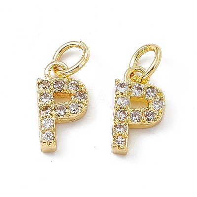 Real 18K Gold Plated Brass Micro Pave Clear Cubic Zirconia Charms KK-E068-VB452-P-1