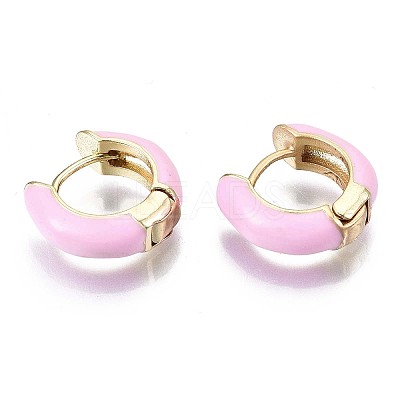 Brass Huggie Hoop Earrings LS-EJEW-S209-01E-1
