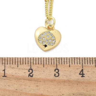 Brass Micro Pave Clear Cubic Zirconia Heart Pendant Necklaces for Women NJEW-M088-02G-02-1