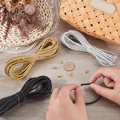 15M 3 Colors Braided Round Soft PU Imitation Leather Cords OCOR-CL0001-11B-1
