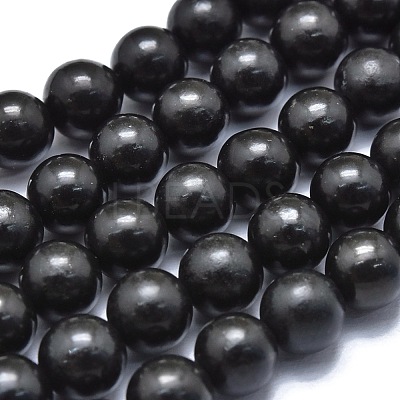 Natural Shungite Beads Strands G-M353-A04-8mm-1