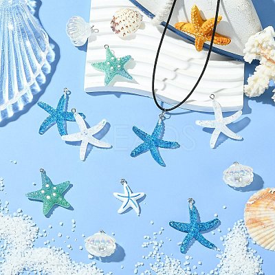 30Pcs 5 Styles Opaque Resin Pendants RESI-CJ0004-91-1