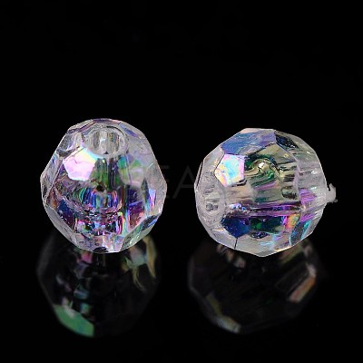 AB Color Transparent Acrylic Faceted Round Clear AB Beads X-PL642-22-1