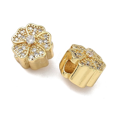 Brass Micro Pave Clear Cubic Zirconia Beads KK-L257-29G-1