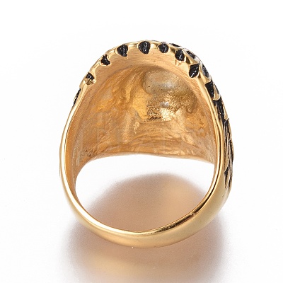 Men's Ion Plating(IP) 304 Stainless Steel Finger Rings RJEW-E162-14AG-1