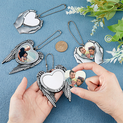 4 Sets 2 Style Zinc Alloy Heat Transfer Sublimation Blank Pendant Decorations AJEW-FH0003-32-1
