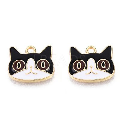 Light Gold Plated Alloy Kitten Pendants ENAM-T009-41C-1