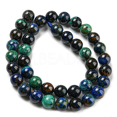 Natural Azurite Beads Strands G-P503-10MM-09-1