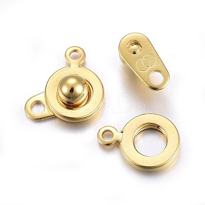 201 Stainless Steel Snap Clasps X-STAS-C042-02G-1