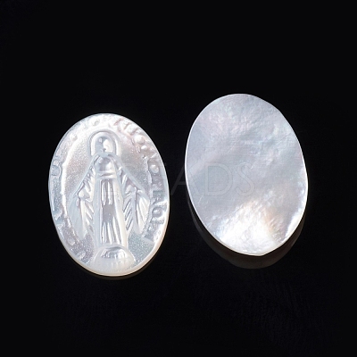 Natural White Shell Cabochons SSHEL-D083-16B-1