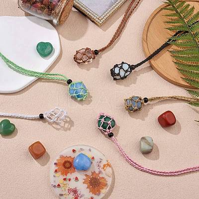 Braided Waxed Cotton Thread Cords Macrame Pouch Necklace Making AJEW-SW00022-03-1