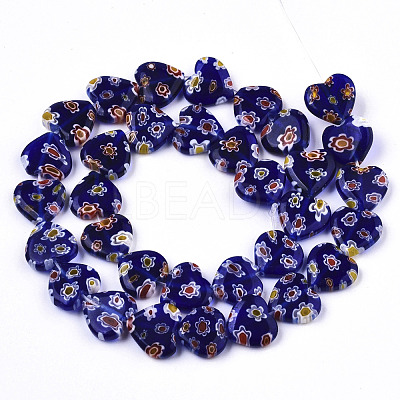Handmade Millefiori Lampwork Beads Strands LAMP-N023-001D-1
