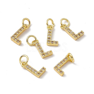 Real 18K Gold Plated Brass Micro Pave Clear Cubic Zirconia Charms KK-E068-VB452-L-1