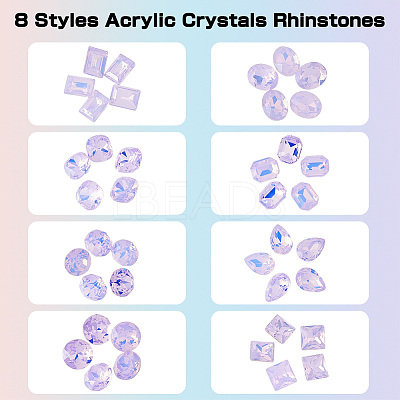 40Pcs 8 Styles K9 Glass Rhinestone Cabochons MRMJ-DC0001-02-1