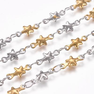 304 Stainless Steel Star Link Chains STAS-D233-23GP-1