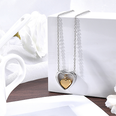 1Pc 304 Stainless Steel Heart Pendant Urn Ashes Necklaces NJEW-CN0001-19GP-1