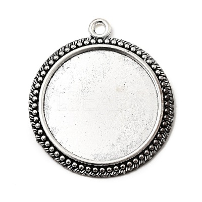 Flat Round Tibetan Style Pendant Cabochon Settings TIBE-C067-01AS-NR-1