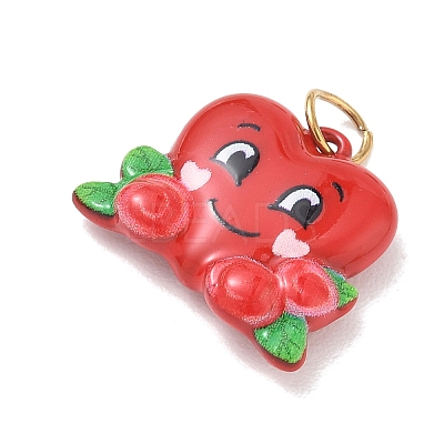 Valentine's Day 304 Stainless Steel Enamel Pendants SA-CBA08A6-07F-G-1