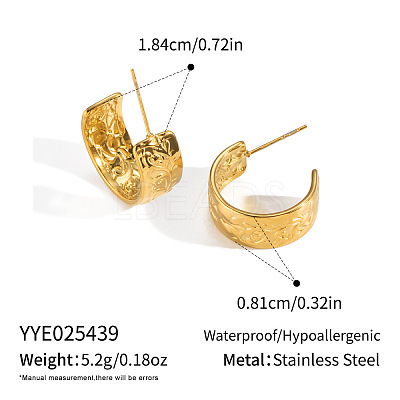 304 Stainless Steel C-shaped Stud Earrings BI3603-1