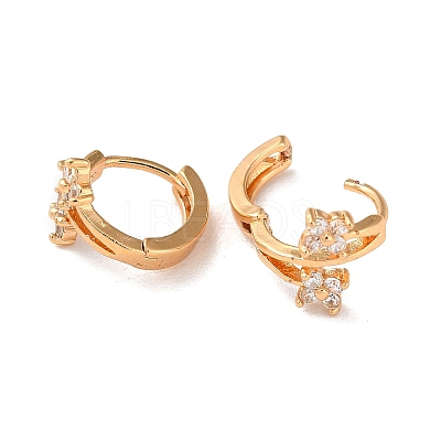 Brass Hoop Earrings with Clear Glass EJEW-K256-44KCG-1