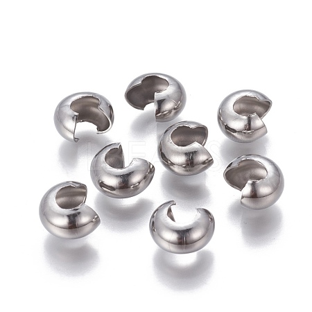 Tarnish Resistant 304 Stainless Steel Crimp Beads Covers STAS-P239-34P-02-1