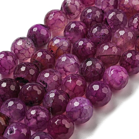Faceted Natural Dragon Veins Agate Beads Strands X-G-F447-12mm-L02-1