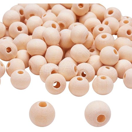 Round Unfinished Wood Beads WOOD-PH0008-14-1