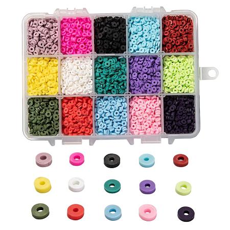 15 Colors Handmade Polymer Clay Beads CLAY-JP0001-04-4mm-1