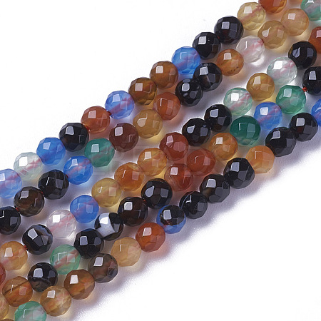 Natural Dyed & Heated Multi-Color Agate Beads Strands G-F596-36-4mm-1