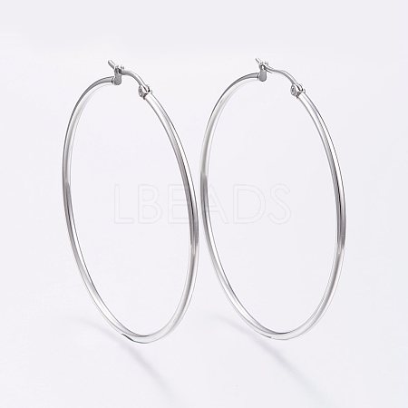 304 Stainless Steel Big Hoop Earrings X-EJEW-F105-03P-1