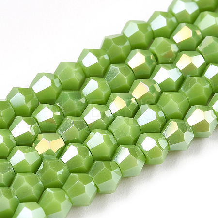 Opaque Solid Color Electroplate Glass Beads Strands EGLA-A039-P2mm-B21-1