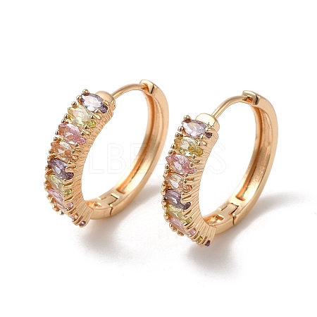 Brass with Colorful Glass Hoop Earrings EJEW-M238-44KCG-1