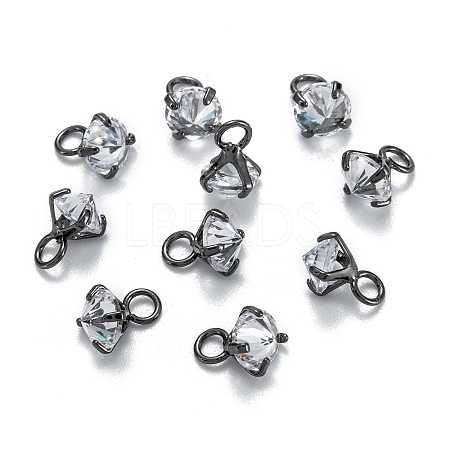 Brass Clear Cubic Zirconia Charms ZIRC-G170-12B-1