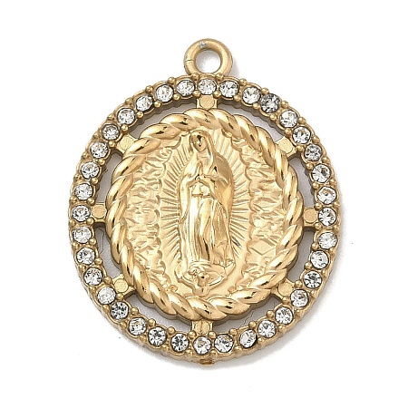 304 Stainless Steel & Rhinestone Pendants STAS-G371-09F-01G-1