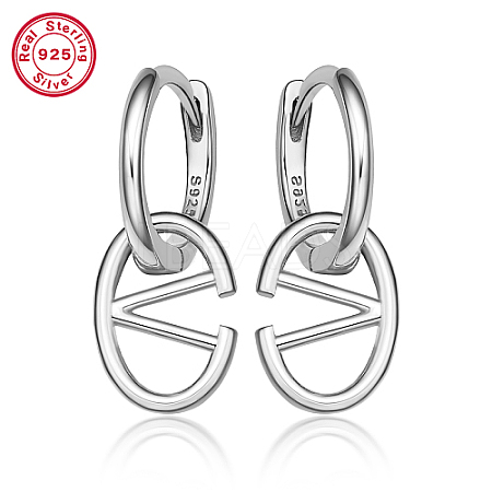 Anti-Tarnish Rhodium Plated Platinum 925 Sterling Silver Hoop Earrings ZC9557-7-1