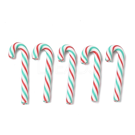 Christmas Candy Cane Handmade Polymer Clay Beads CLAY-P005-04G-1