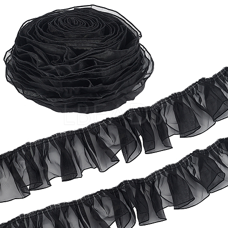 Polyester Pleated Lace Ribbon OCOR-WH0078-132A-1