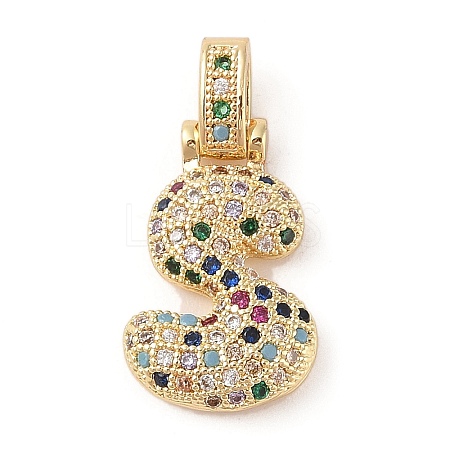 Brass Micro Pave Cubic Zirconia Pendants ZIRC-P121-01G-S-1