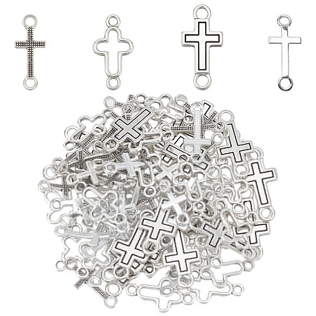  80Pcs 4 Styles Tibetan Style Alloy Connector Charms FIND-NB0003-90-1