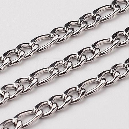 Tarnish Resistant 304 Stainless Steel Figaro Chains STAS-K001-32-3mm-25m-1