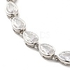 Clear Cubic Zirconia Teardrop Link Chain Necklace NJEW-E074-01P-3