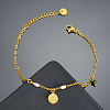 304 Stainless Steel Colorful Tassel Anklets WG8806E-08-1