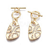 Brass Micro Pave Clear Cubic Zirconia Toggle Clasps KK-S356-308-NF-3