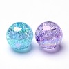 Bubblegum AB Color Transparent Crackle Acrylic Round Beads CACR-R011-12mm-M-2
