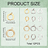 MAYJOYDIY US 12Pcs 6 Style 201 Stainless Steel Huggie Hoop Earring Findings STAS-MA0001-12-2