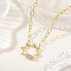 Brass Paperclip Chain Necklaces with Star Brass Micro Pave Clear Cubic Zirconia Screw Carabiner Lock Charms NJEW-JN06411-1
