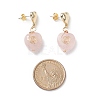 5 Pair 5 Style Natural Rose Quartz Heart Dangle Stud Earrings EJEW-JE05083-3