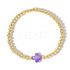 Brass Round Beads Stretch Bracelets MC4469-3-1
