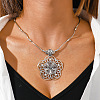 Mandala Flower Bohemian Style Alloy Pendant Necklaces FS-WG43472-01-2